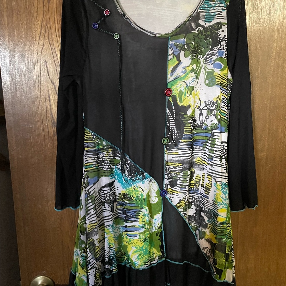 Pretty Angel Asymmetrical Dress - Black, Green, Blue